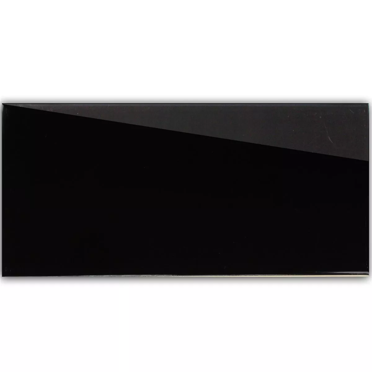 Sample Metro Wall Tiles Black Glossy 10x30cm