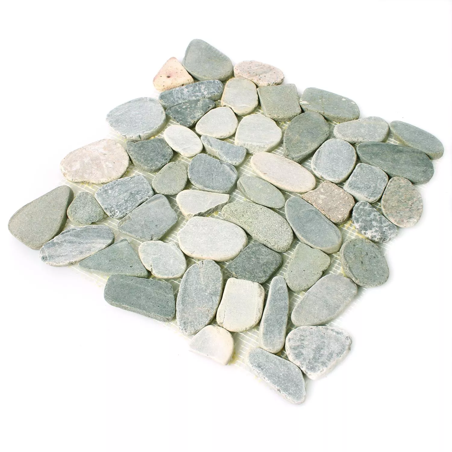 Mosaic Tiles River Pebbles Cut Grey Beige White