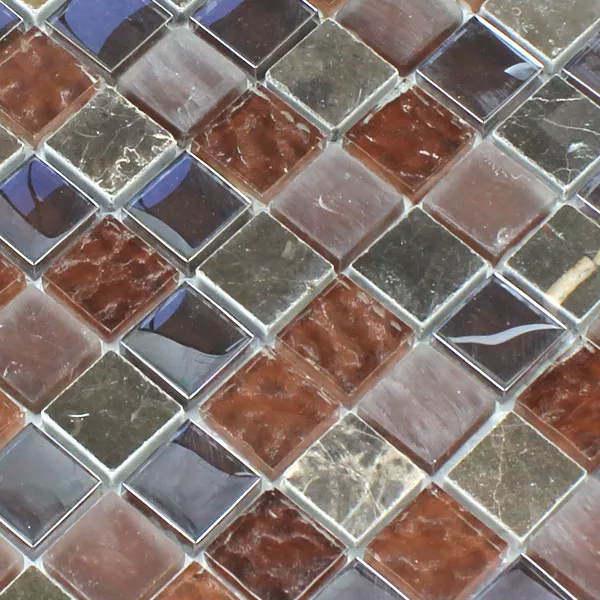 Sample Mosaic Tiles Glass Marble  Brown Mix Metal