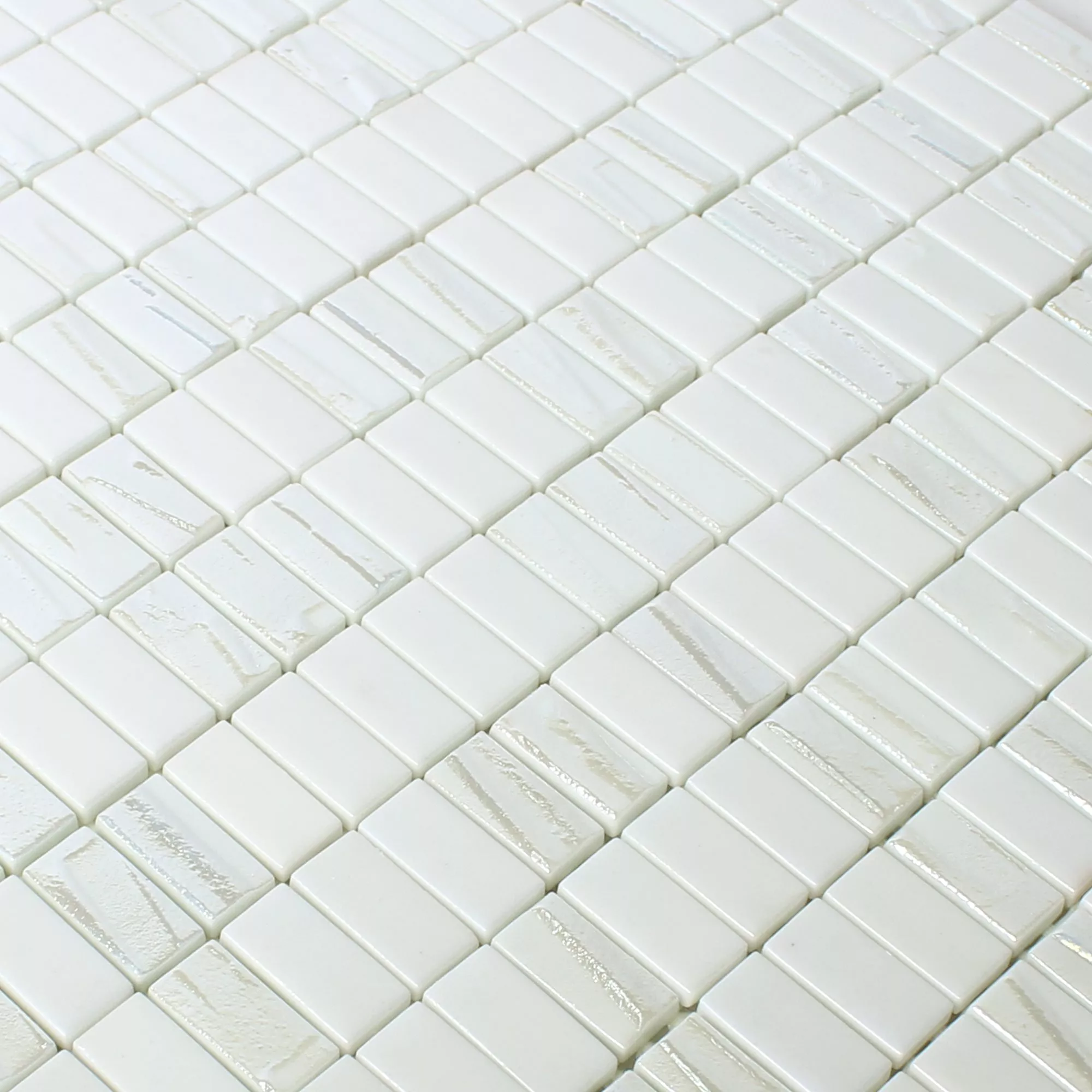 Glass Mosaic Tiles Presley White Metallic Sticks