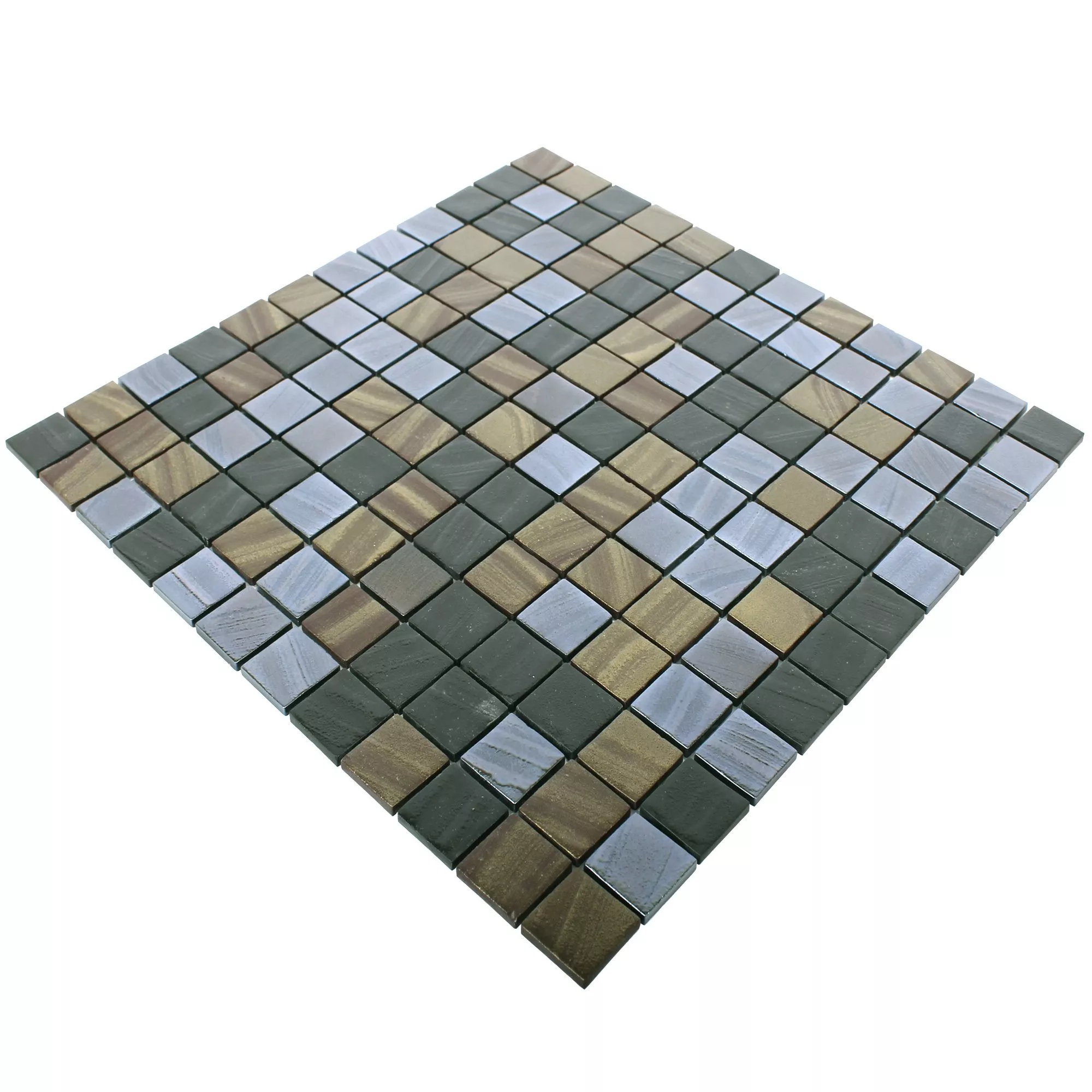 Sample Glass Mosaic Tiles Mascota Black Gold Bronze