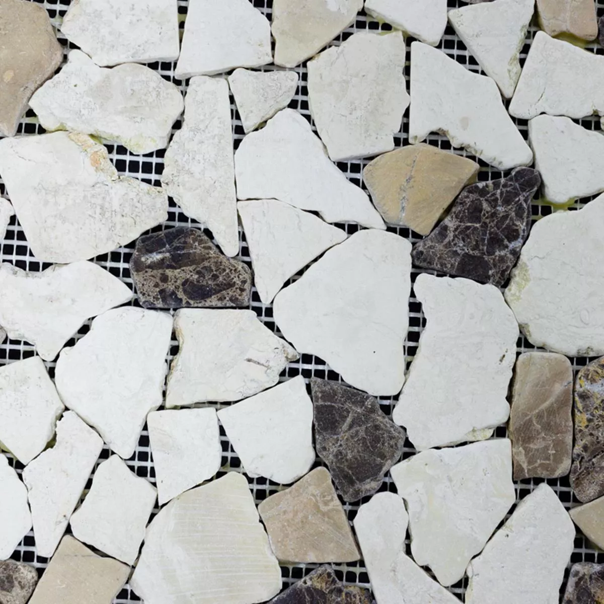 Marble Broken Mosaic Tiles Dolcevista Brown White