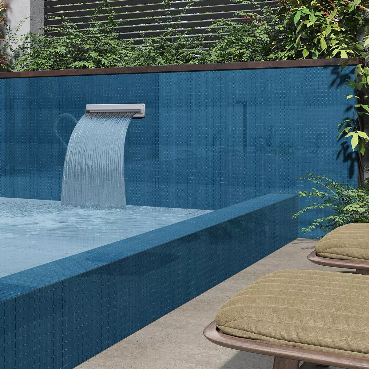 Glass Swimming Pool Mosaic Venetia Petrol