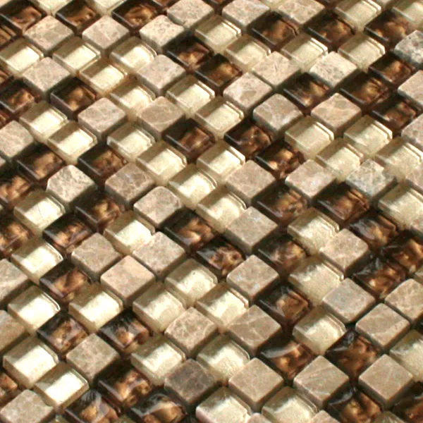 Glass Marble Natural Stone Mosaic Beige Gold