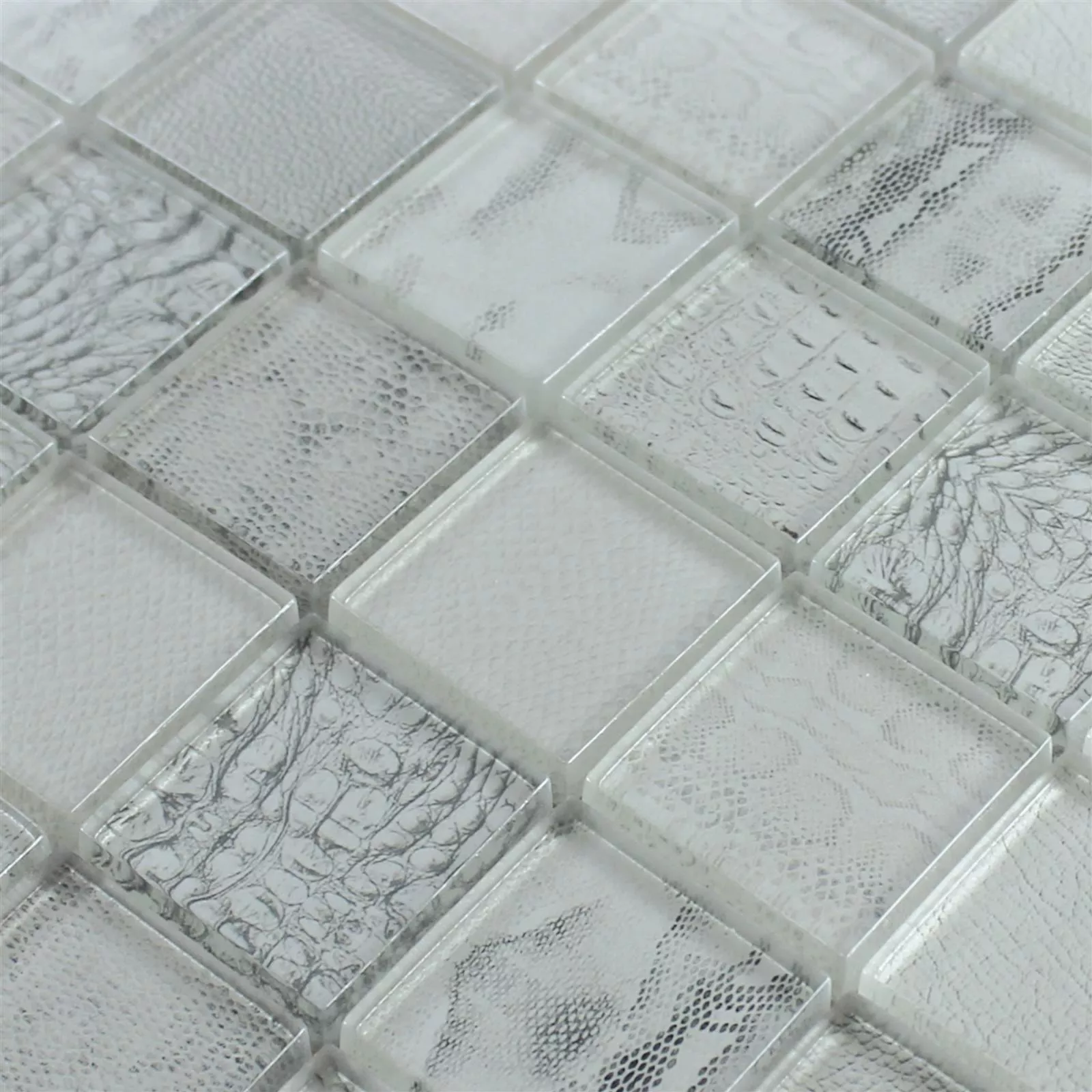 Glass Mosaic Tiles Python Light Grey