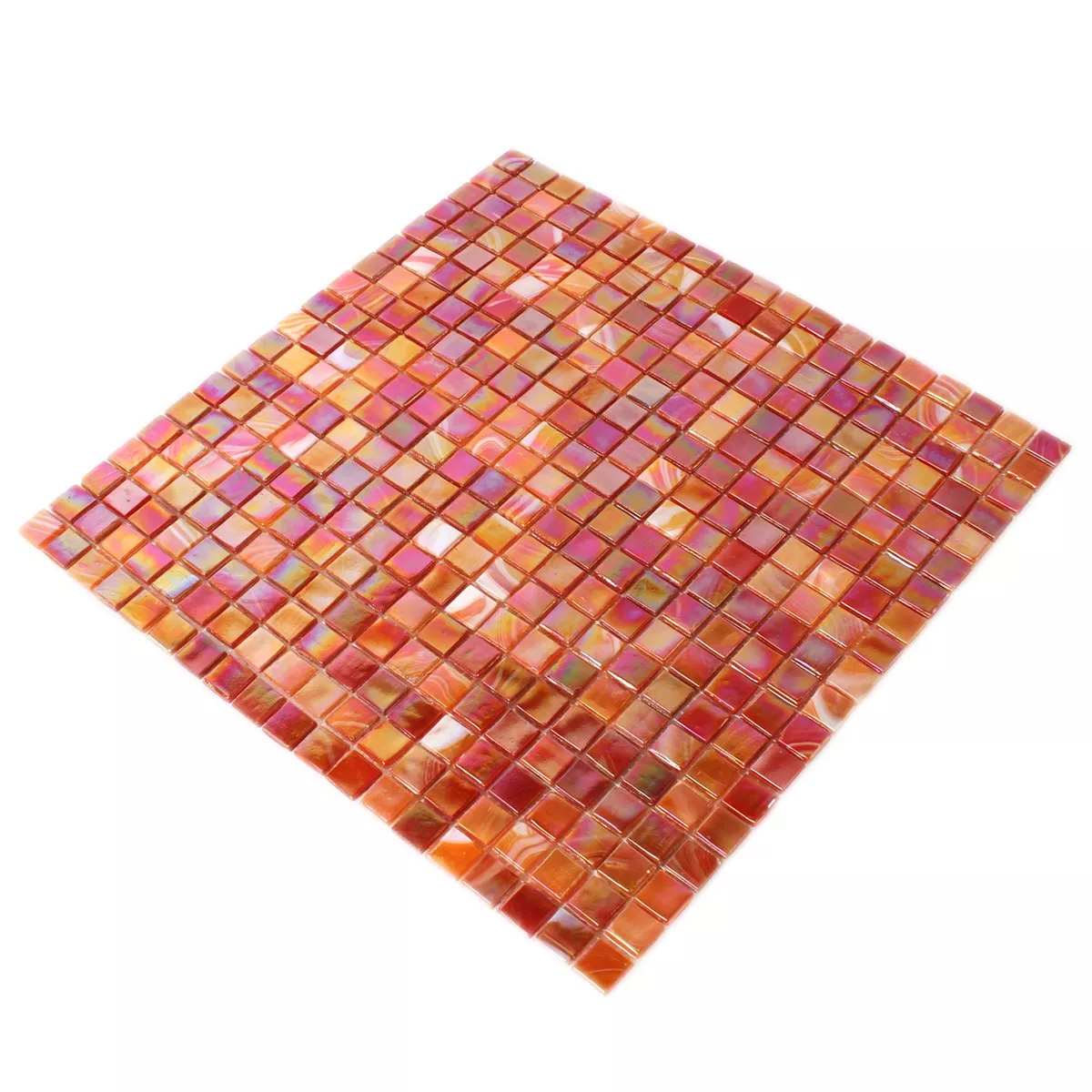 Sample Mosaic Tiles Glass Nacre Effect Red Mix