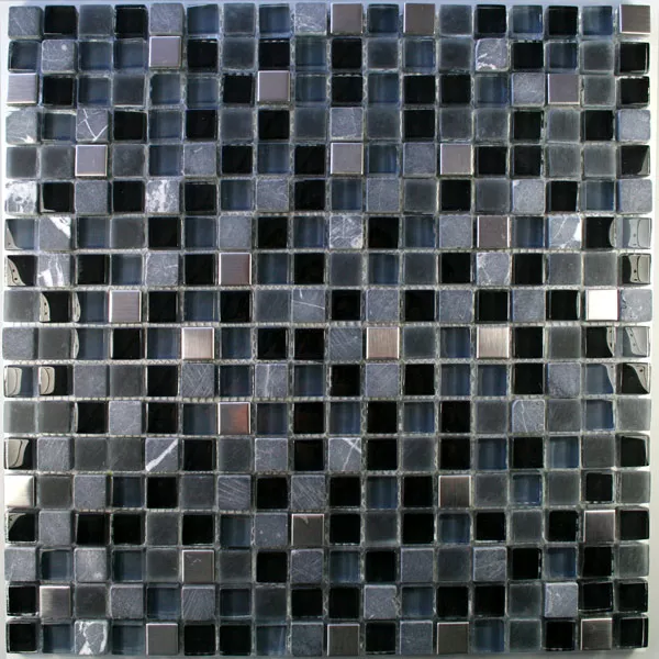 Mosaic Tiles Glass Marble Stainless Steel Black Mix