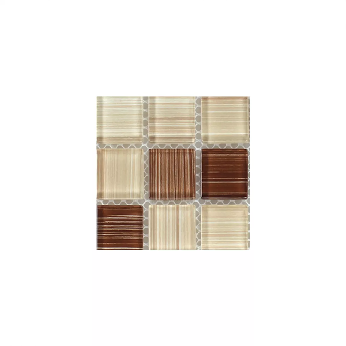 Sample Striped Crystal Mosaic Tiles Glass Brown Beige Mix