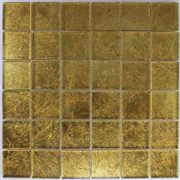 Sample Mosaic Tiles Glass  Gold Metal