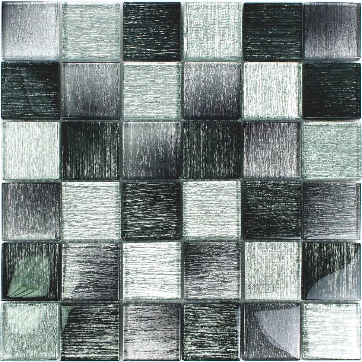 Glass Mosaic Tiles Bellevue Black Silver