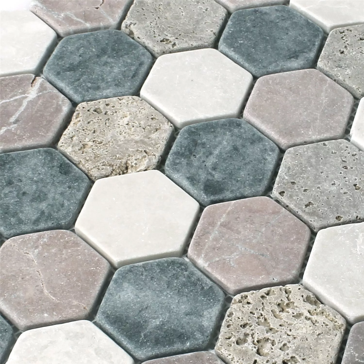 Mosaic Tiles Marble Tarsus Hexagon Colored