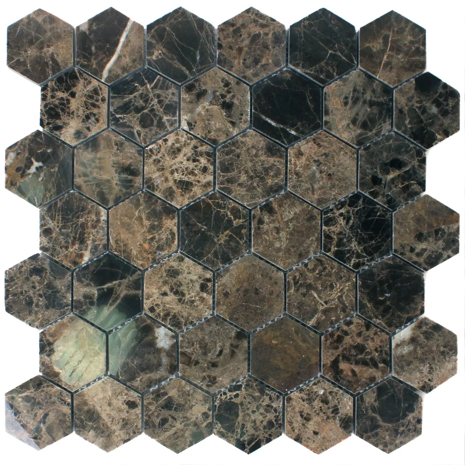 Mosaic Tiles Marble Xalapa Hexagon Emperador Polished