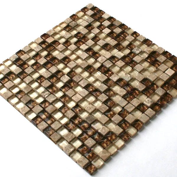 Glass Marble Natural Stone Mosaic Beige Gold