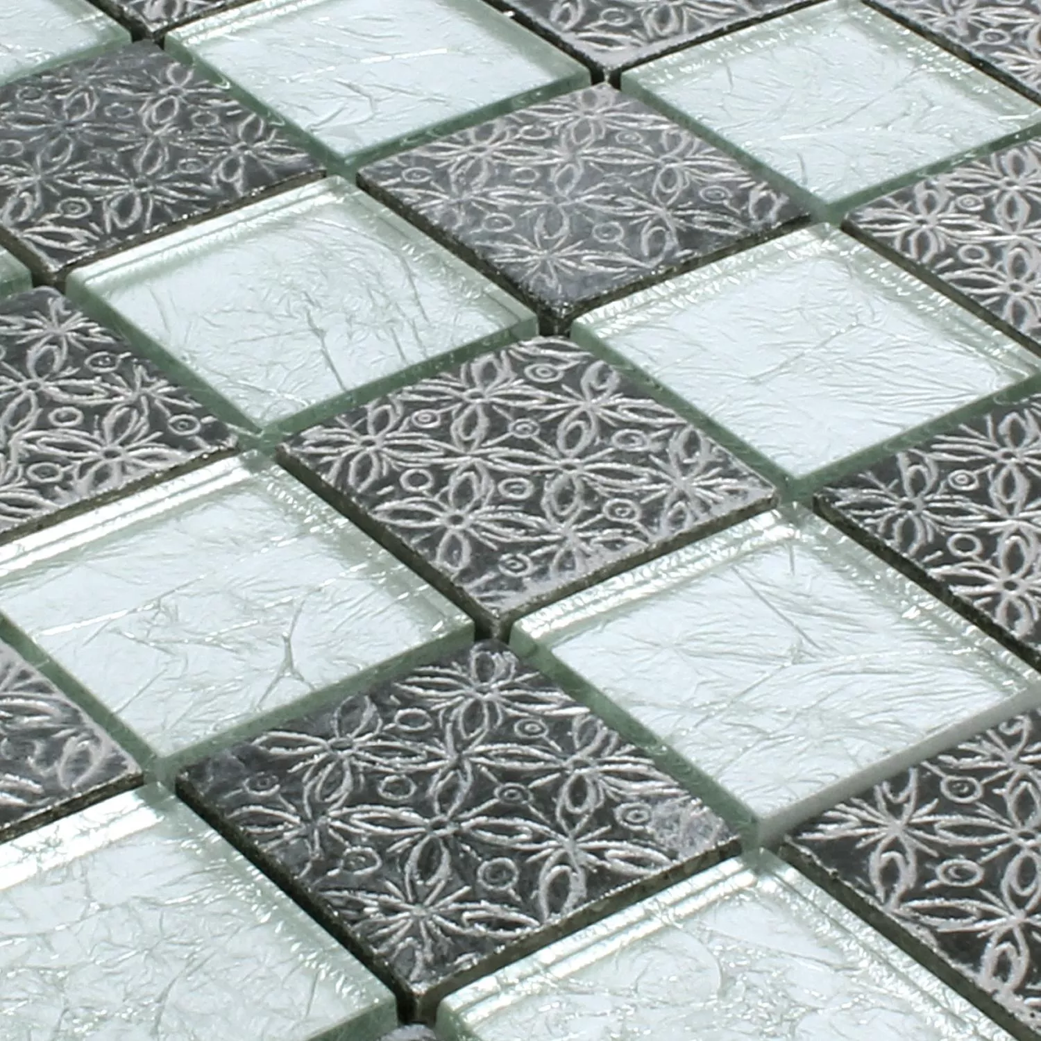 Mosaic Tiles Glass Natural Stone Friesia Silver
