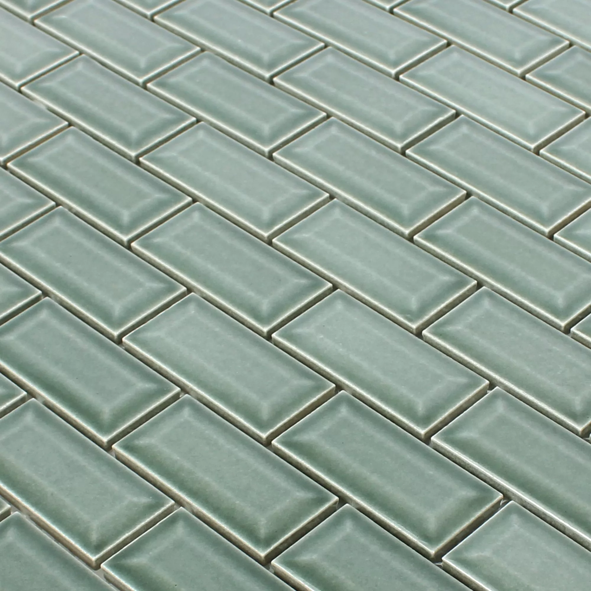 Sample Ceramic Mosaic Metro Facet Picton Petrol Glossy