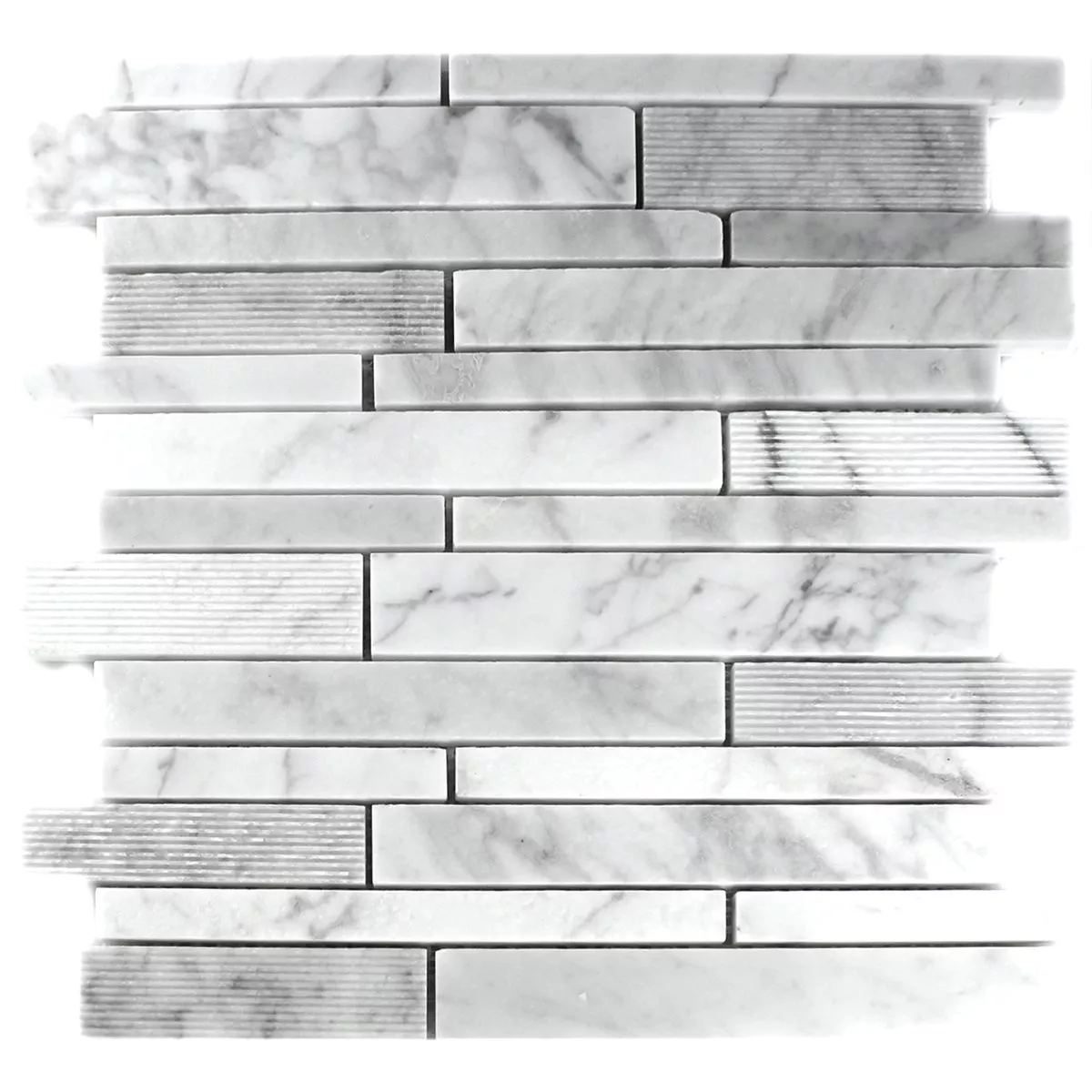 Sample Mosaic Tiles Marble Sticks Milled White