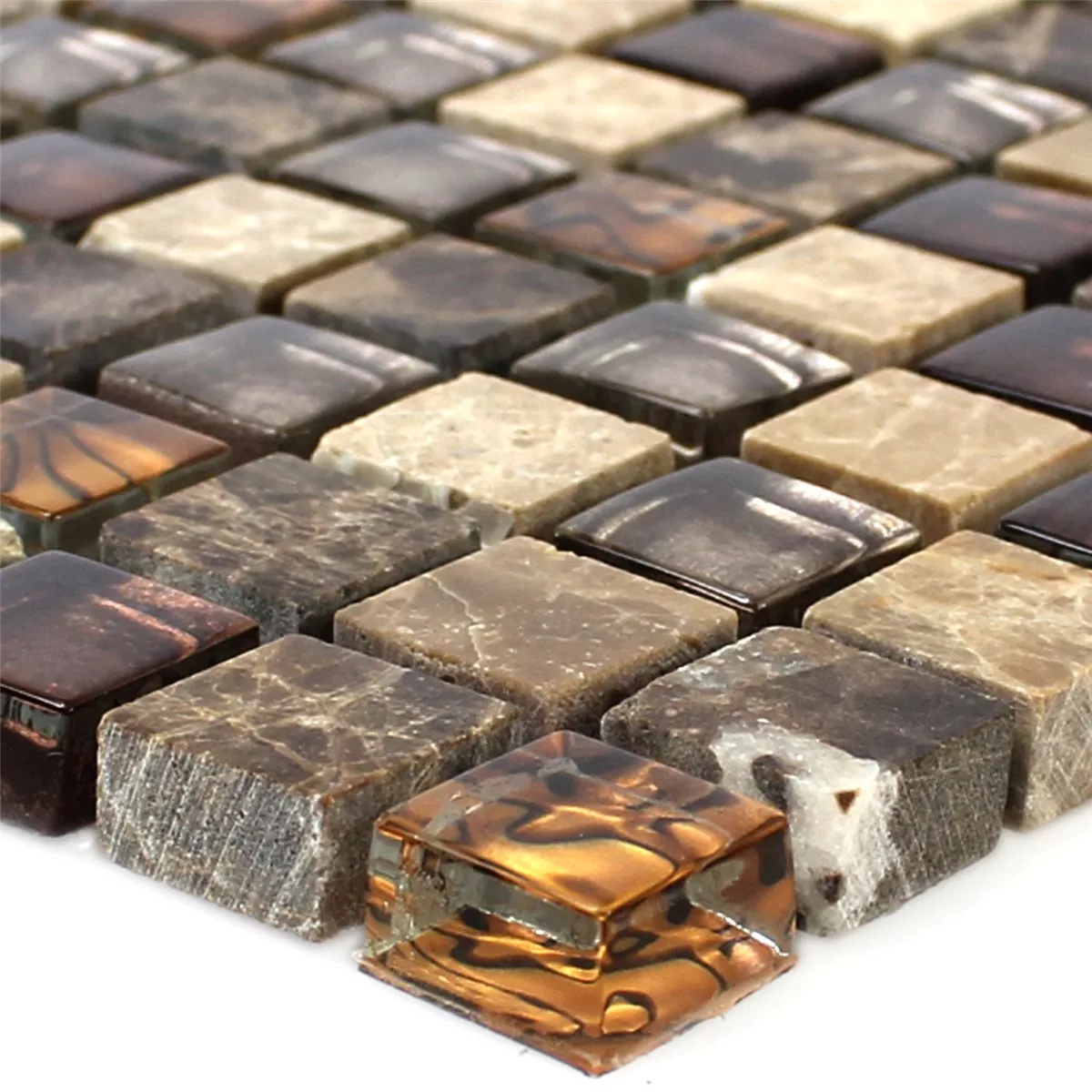 Sample Mosaic Tiles Glass Natural Stone Beige Brown 