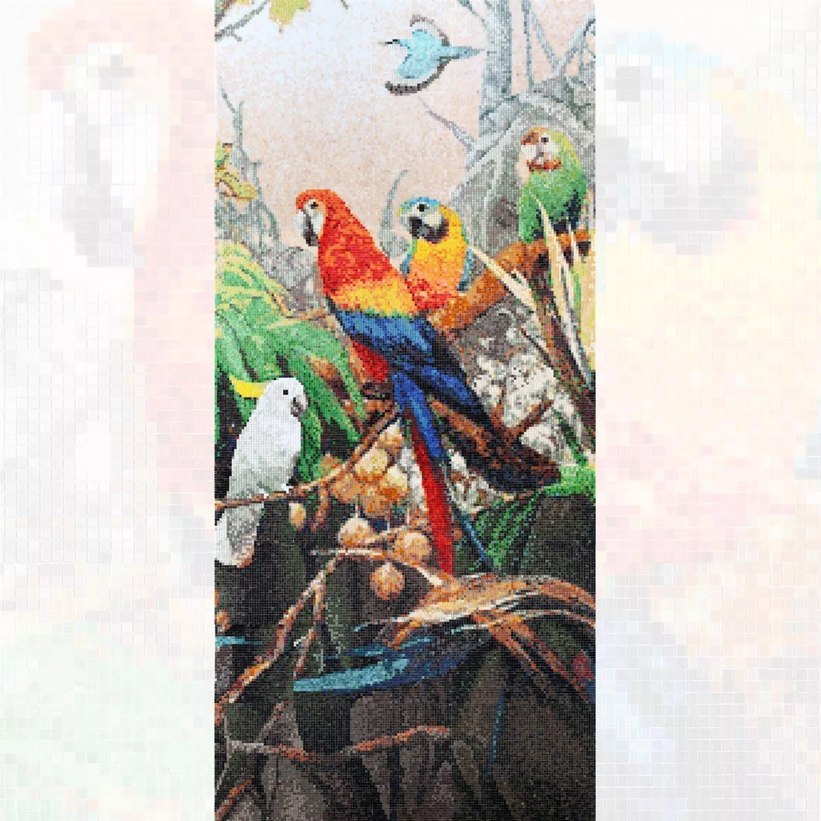 Glass Mosaic Picture Parrots 110x240cm