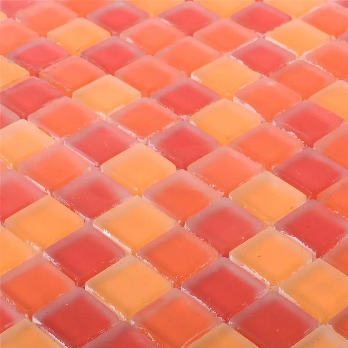 Glass Mosaic Tiles Blossom Red Orange Mix Mat