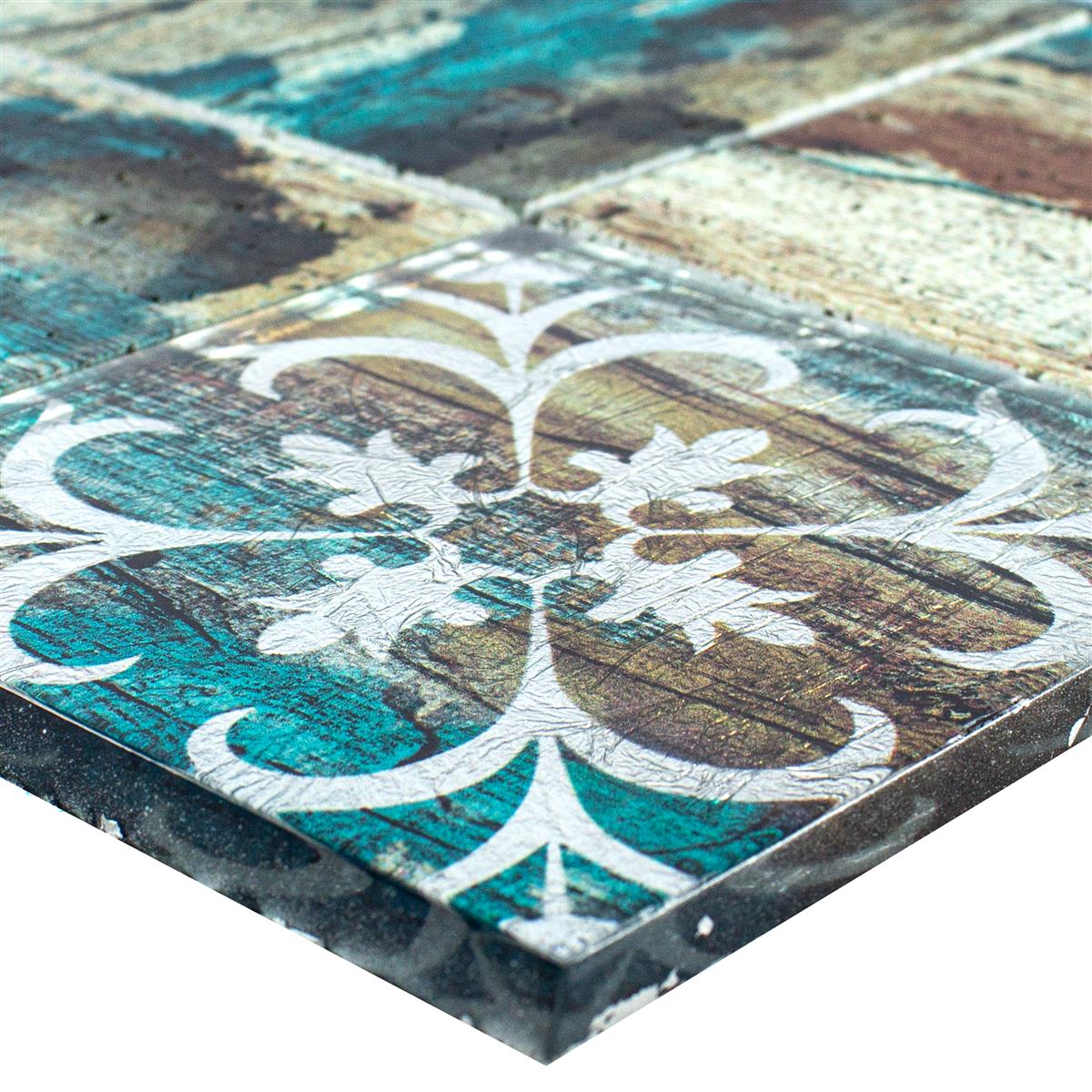 Glass Mosaic Tiles Wood Optic Howland Beige Green Q98