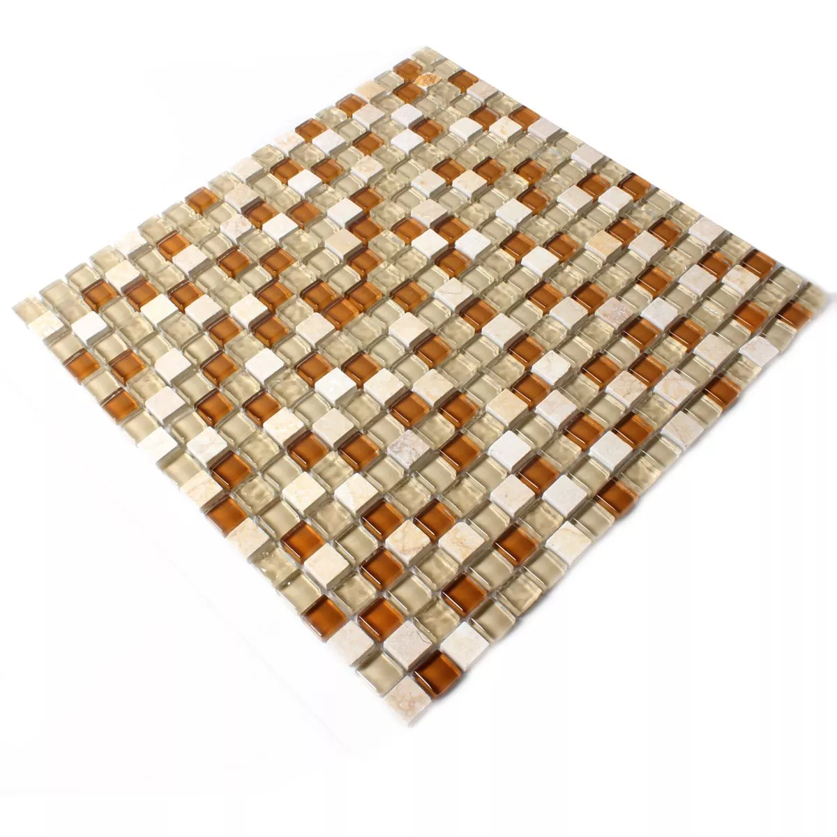 Sample Mosaic Tiles Glass Marble Brown Beige 