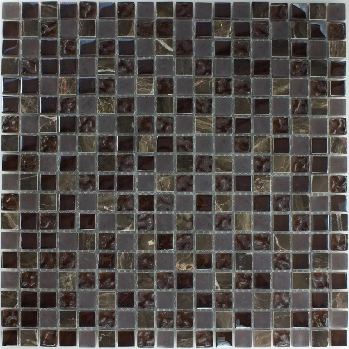 Mosaic Tiles Glass Marble Sintra Brown 15x15x8mm