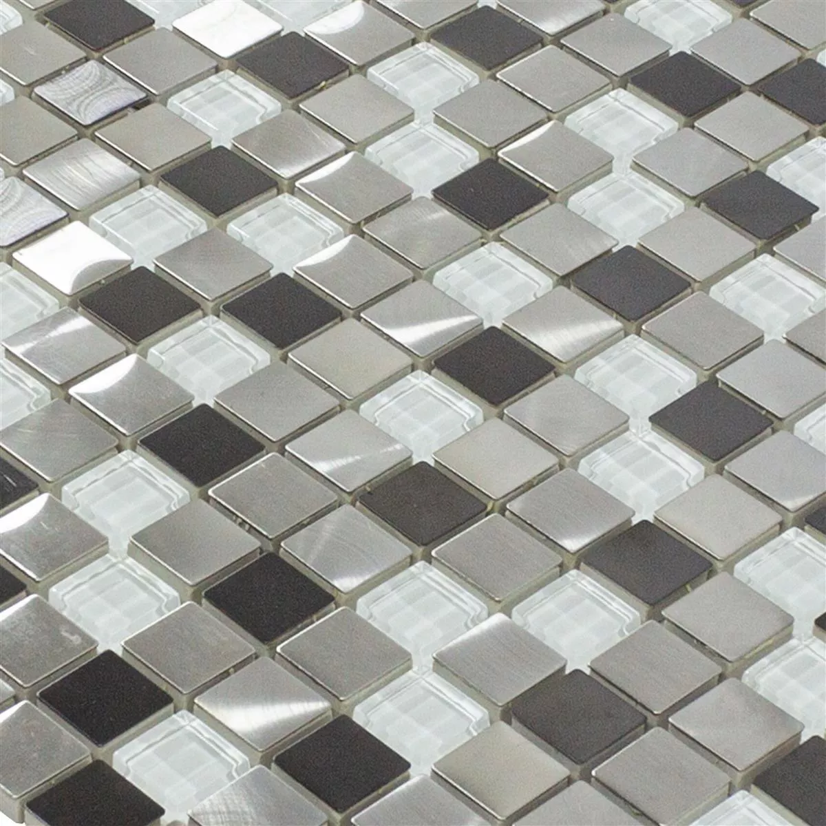 Glass Metal Stainless Steel Mosaic Tiles Stella Blanc Silver