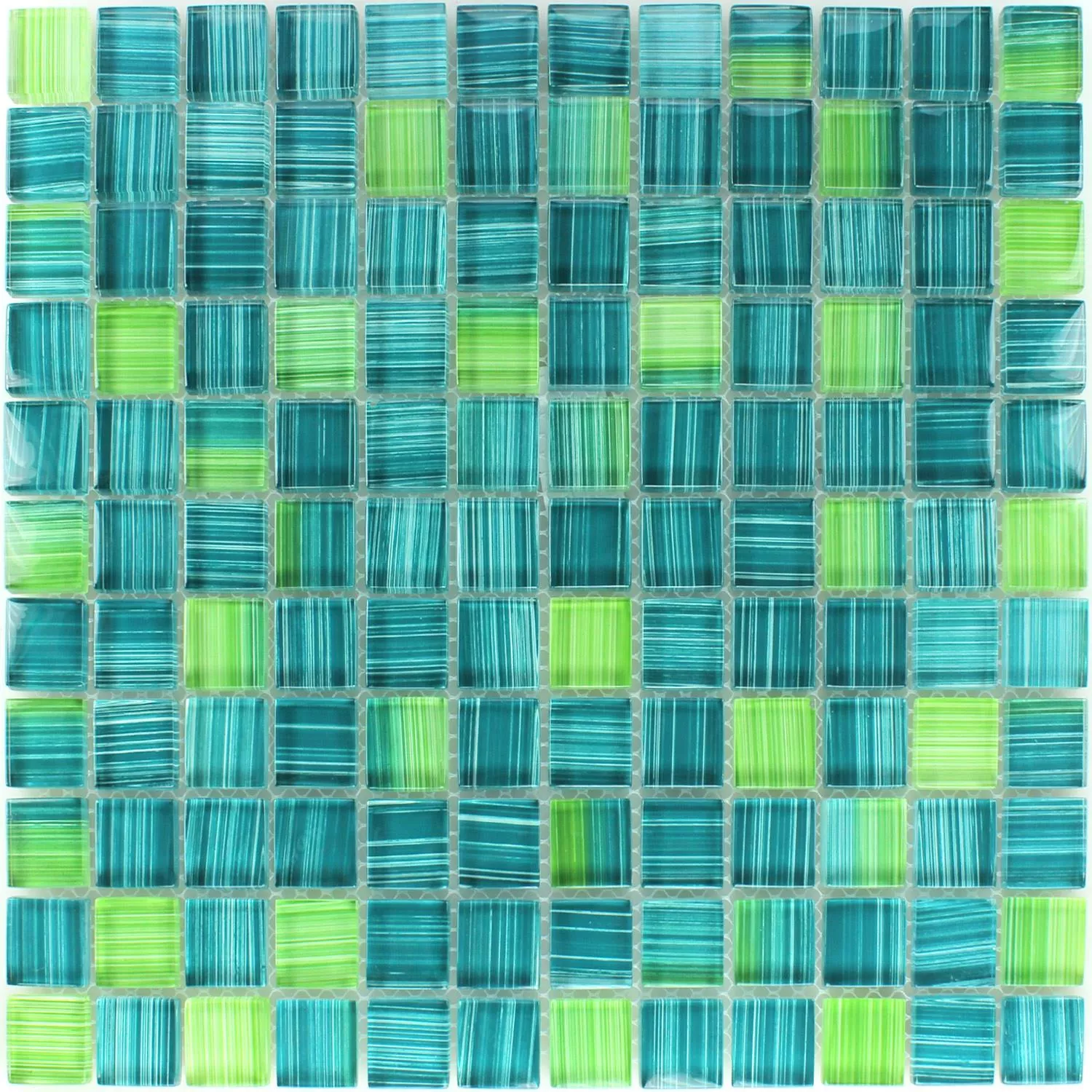 Striped Crystal Mosaic Tiles Glass Green