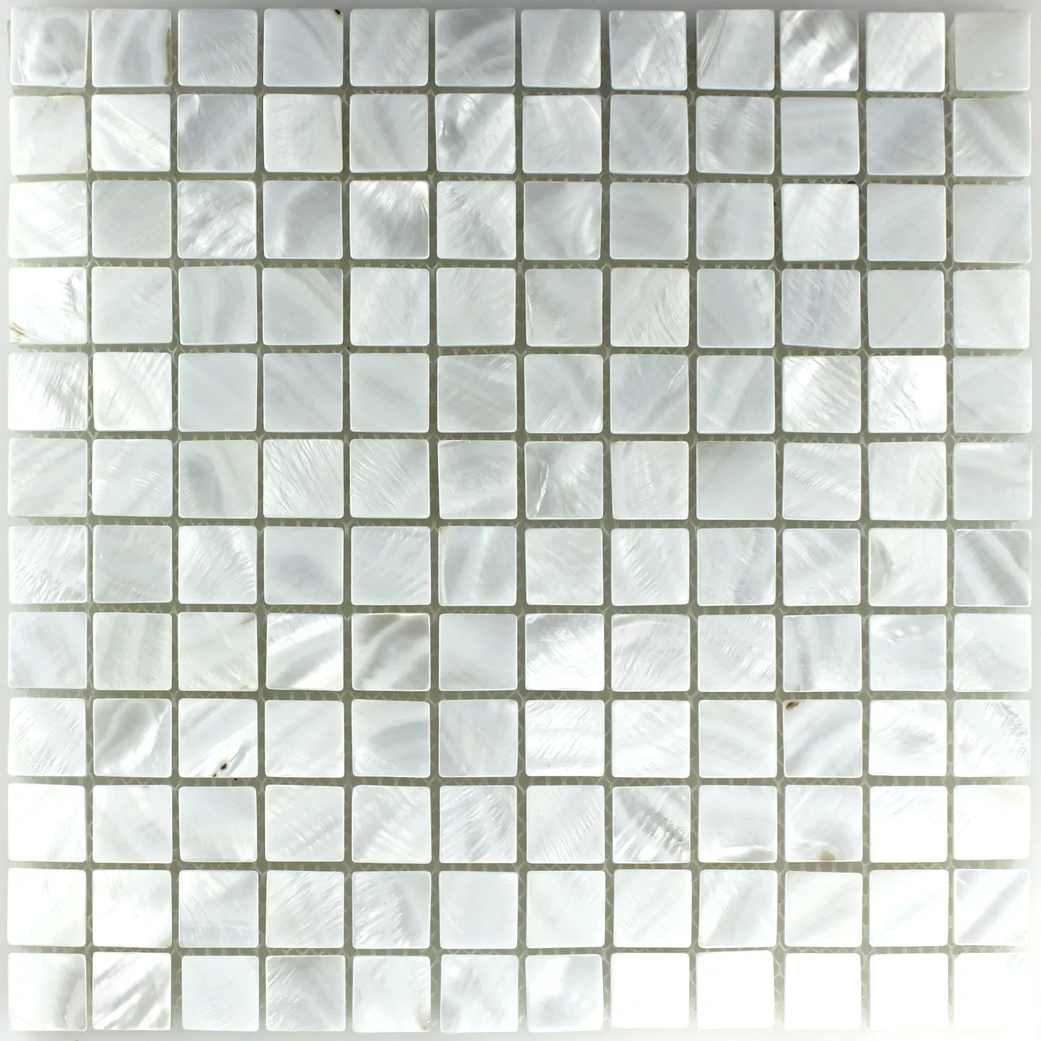 Mosaic Tiles Glass Nacre Effect Ivory White 23x23x8mm