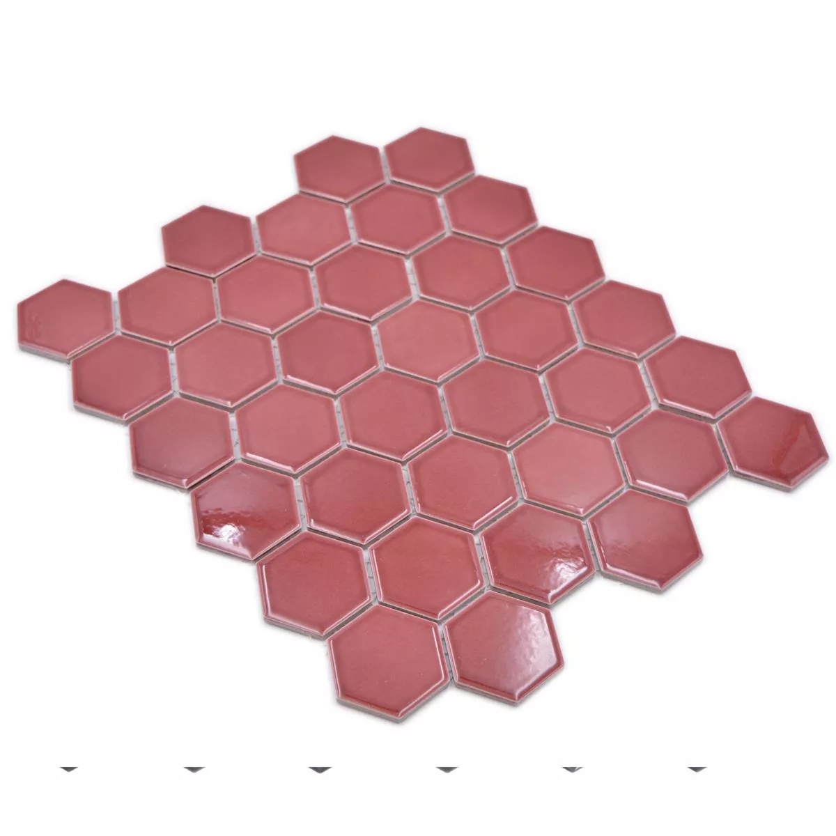 Sample from Ceramic Mosaic Salomon Hexagon Bordeaux Red H51