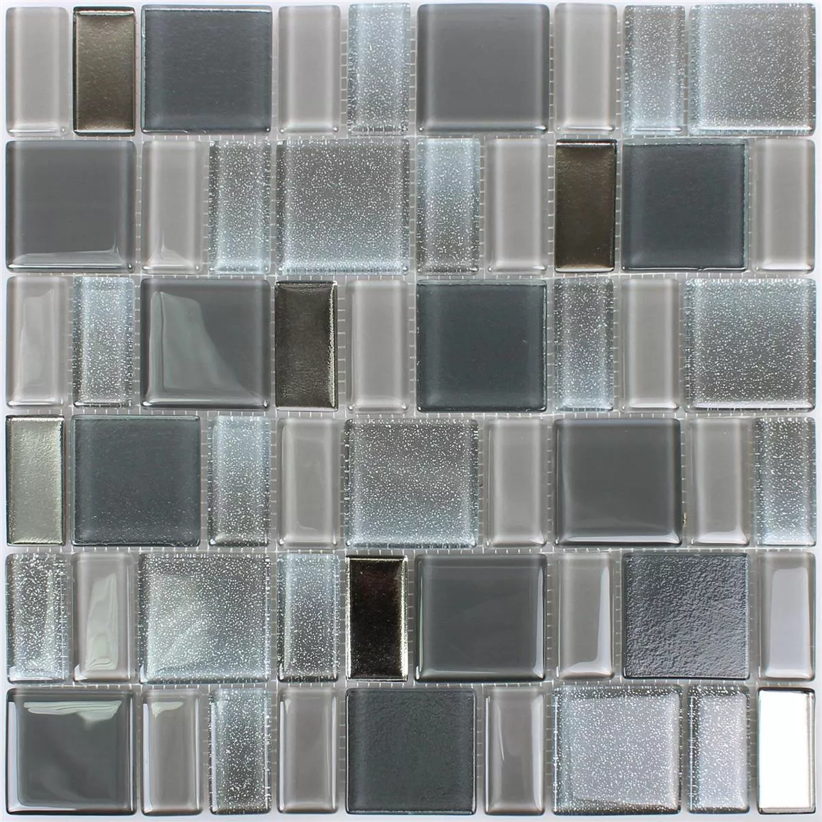 Sample Glass Mosaic Tiles Peacock Grey Glitzy