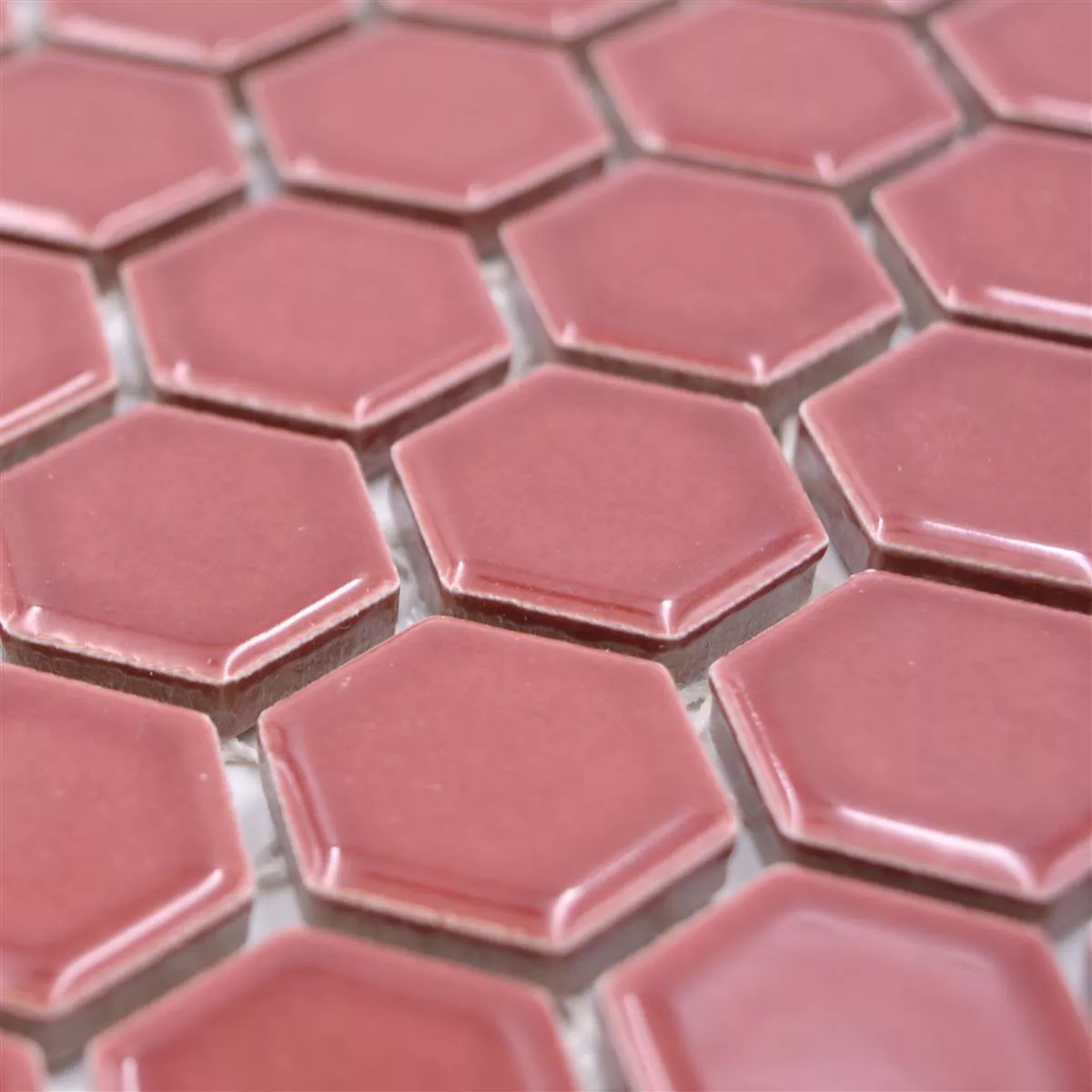 Sample from Ceramic Mosaic Salomon Hexagon Bordeaux Red H23