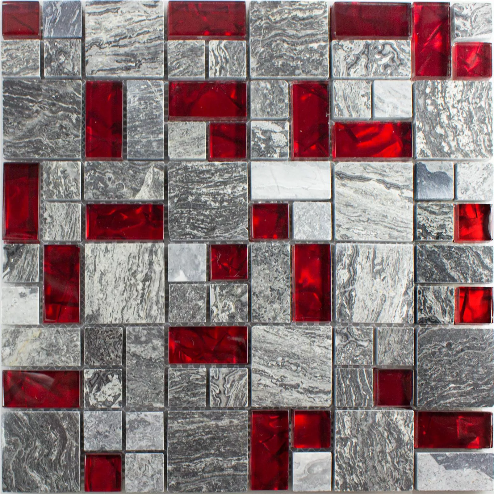 Sample Glass Mosaic Natural Stone Tiles Manavgat Grey Red ix