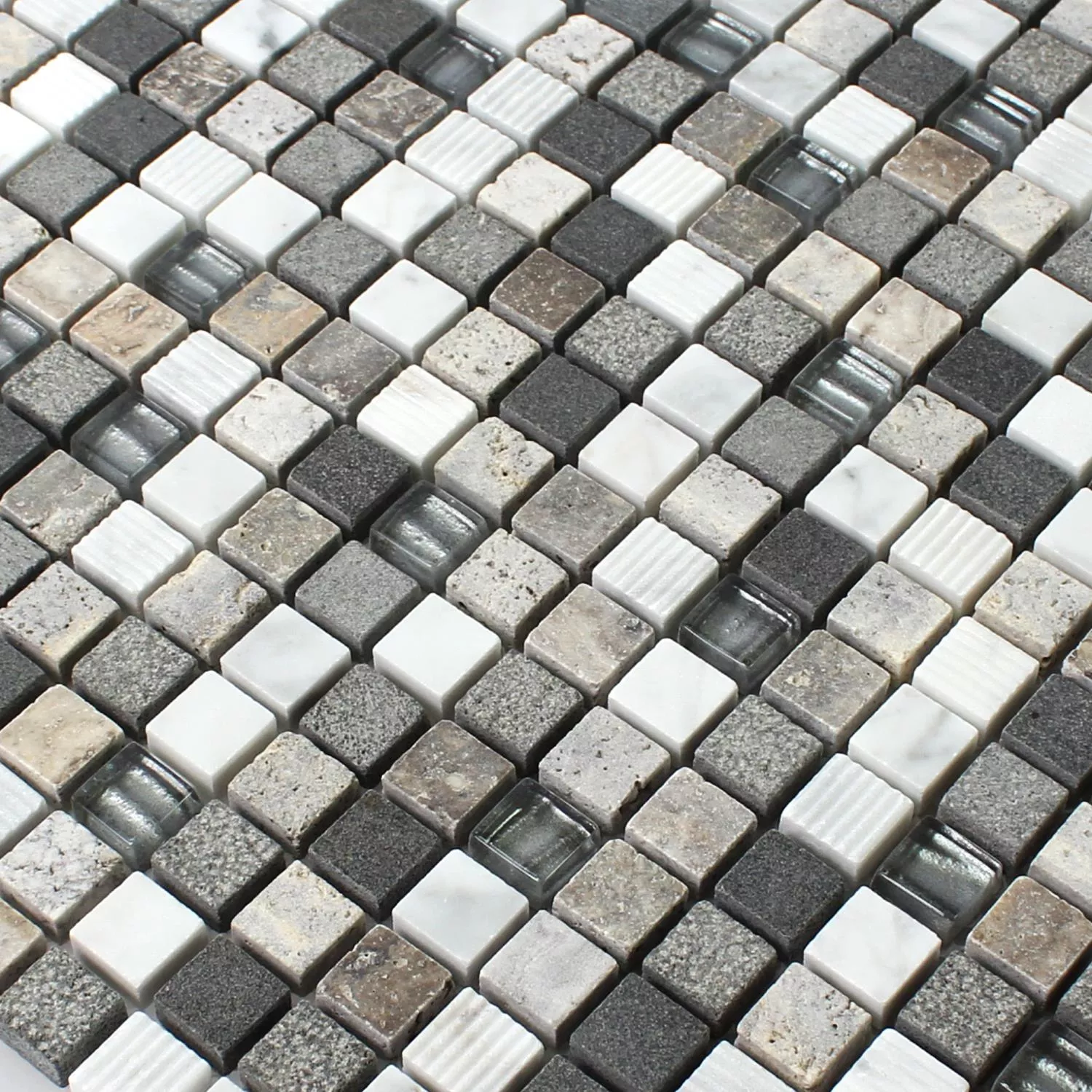 Sample Mosaic Tiles Glass Natural Stone Isola Grey Brown