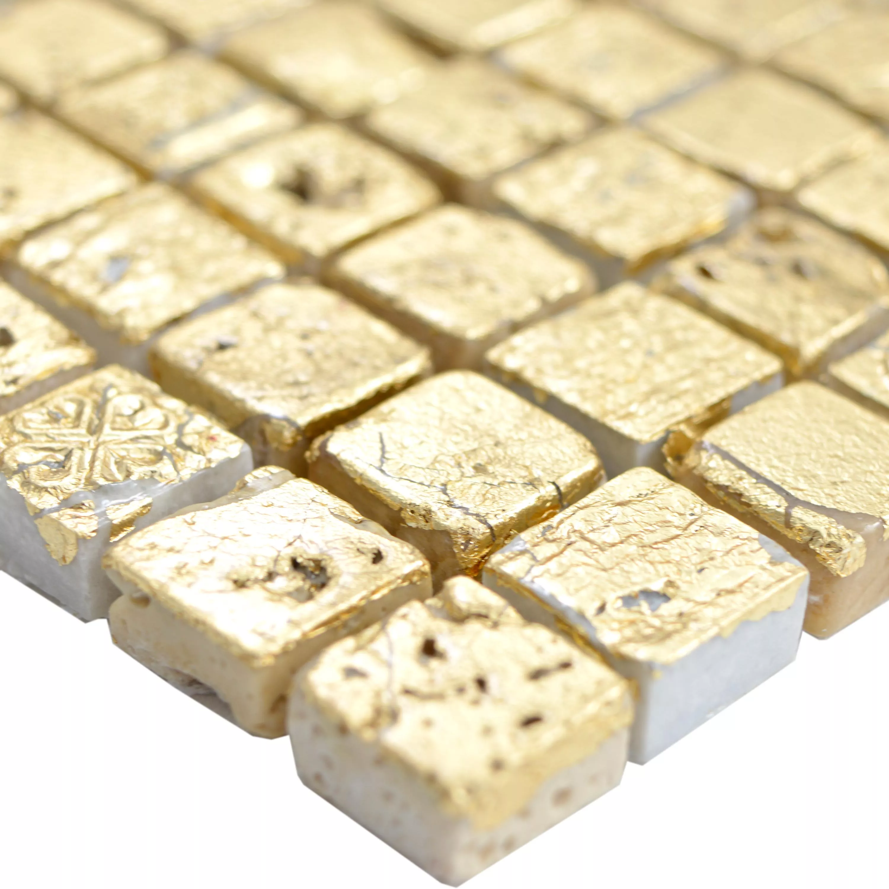 Natural Stone Resin Mosaic Tiles Lucky Gold Natural Stone Resin Mosaic Tiles Lucky Gold