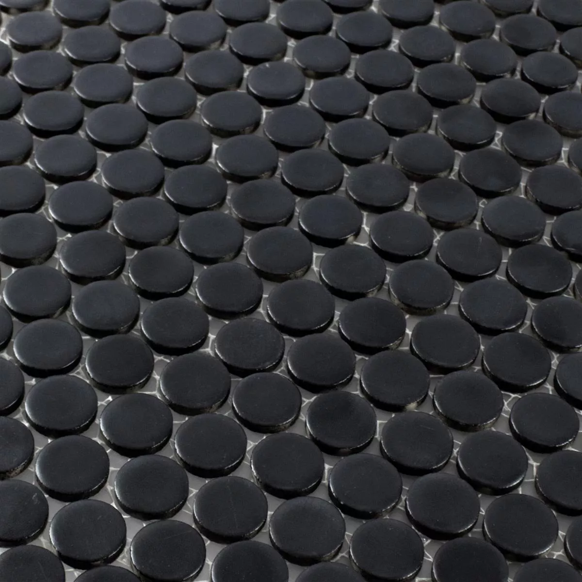 Ceramic Mosaic Tiles Button Yantra Black Mat