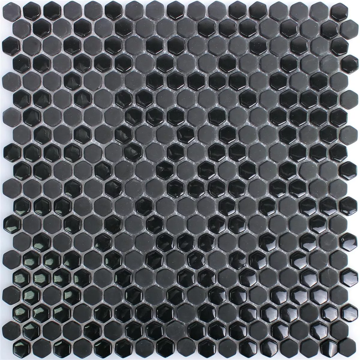 Glass Mosaic Tiles Brockway Hexagon Eco Black