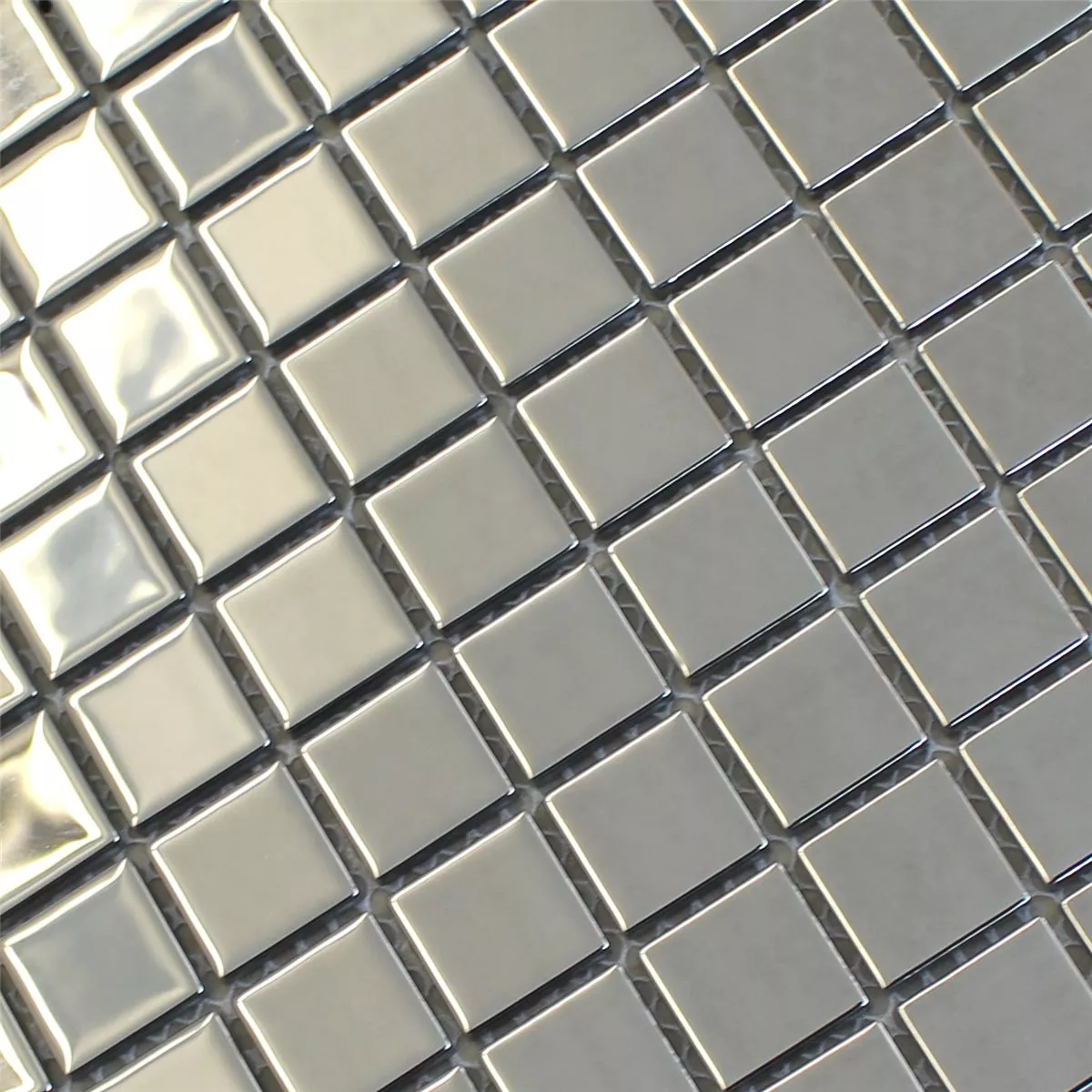 Mosaic Tiles Glass Silver Uni 25x25x4mm