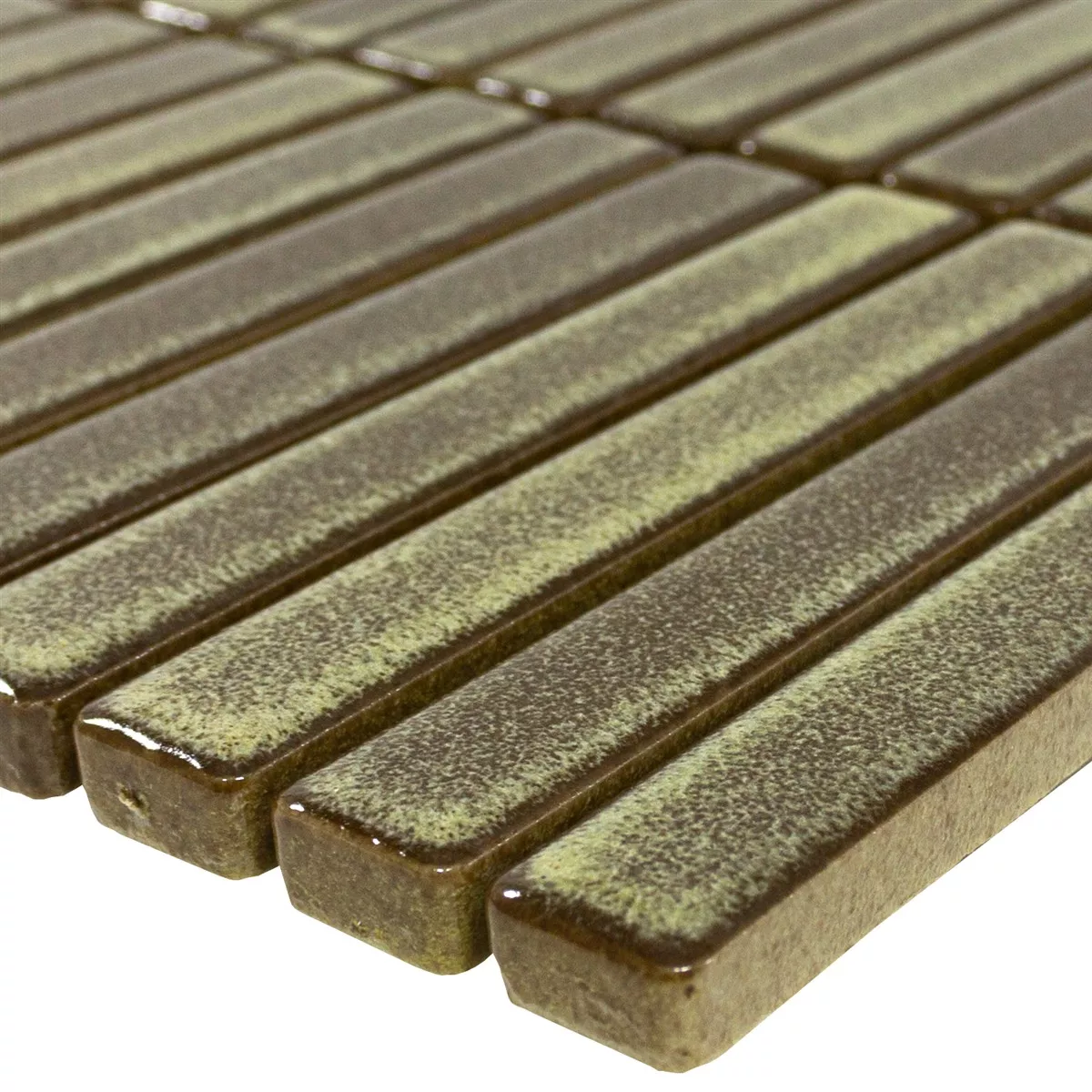Mosaic Tile Wallachia Light Brown Glossy 12x92x8 mm