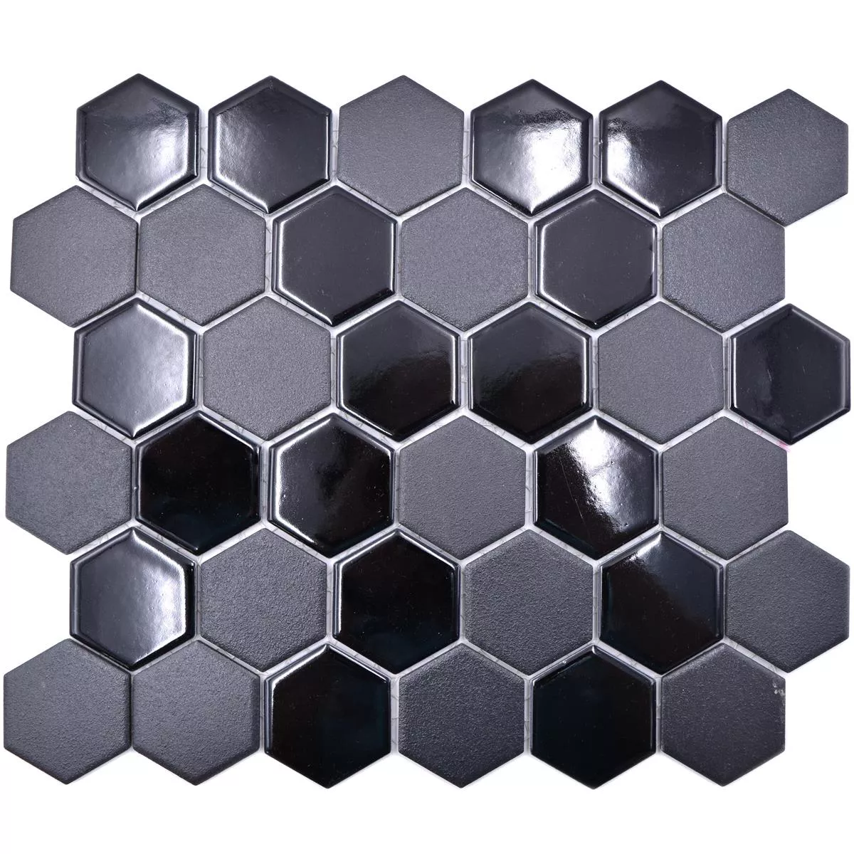 Sample Ceramic Mosaic Tripolis Black R10B Hexagon 51