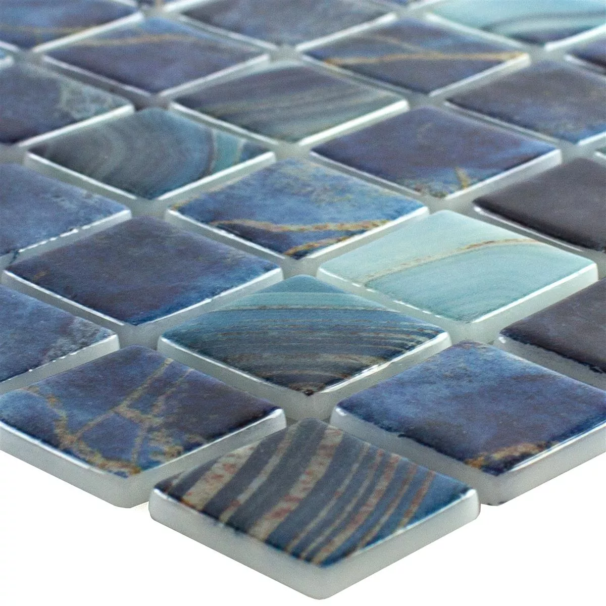 Glass Mosaic Swimming Pool Baltic Blue Cyan 25x25mm