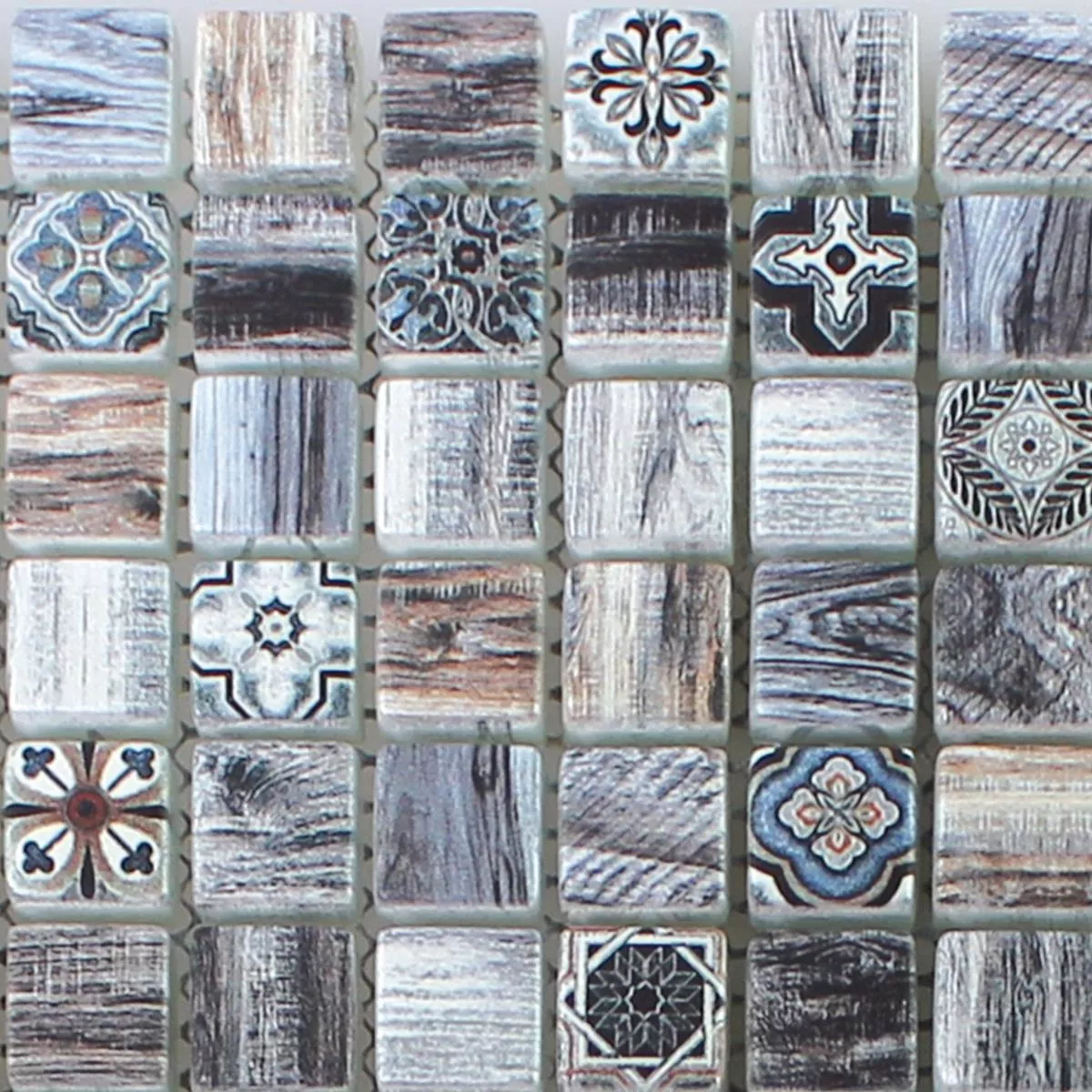 Sample Glass Mosaic Wood Optic Tiles Vision Dark Grey