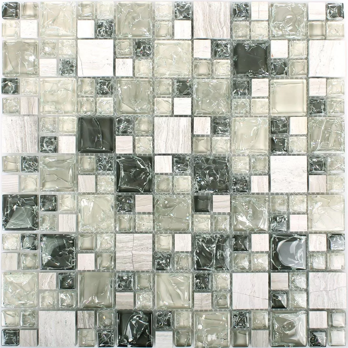 Sample Mosaic Tiles Glass Natural Stone Malawi Green Grey ix