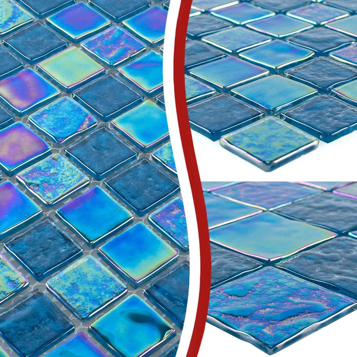 Glass Mosaic Tiles Nacre Effect Carlos Blue