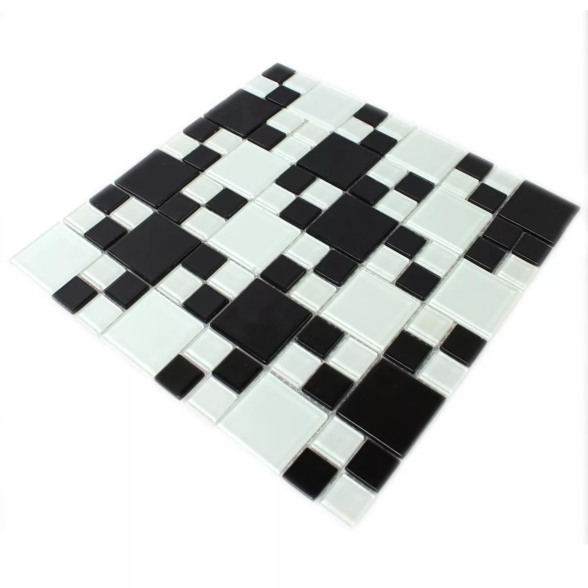 Mosaic Tiles Glass Black White Mix