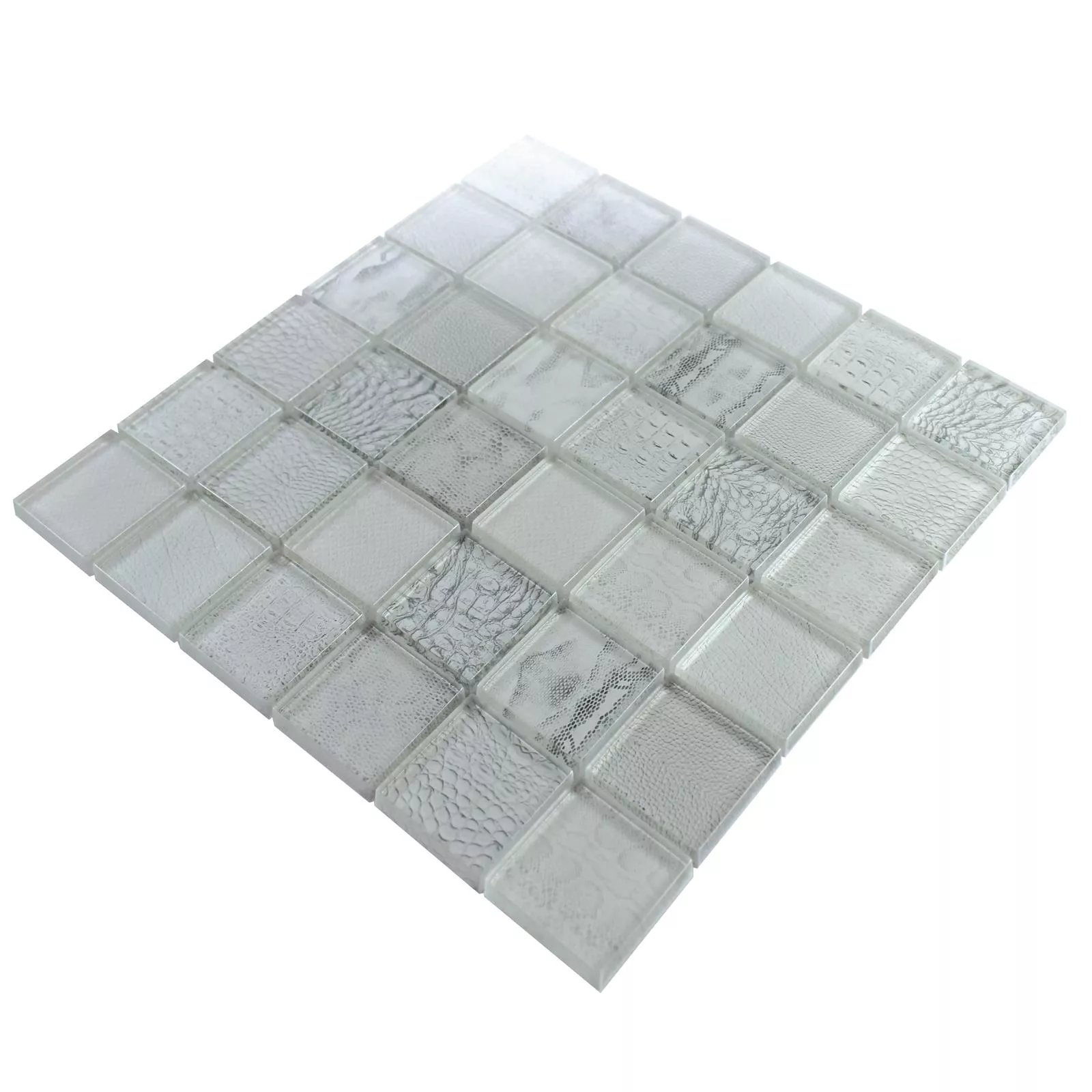 Glass Mosaic Tiles Python Light Grey