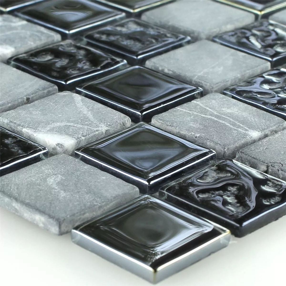 Mosaic Tiles Glass Marble Black Grey
