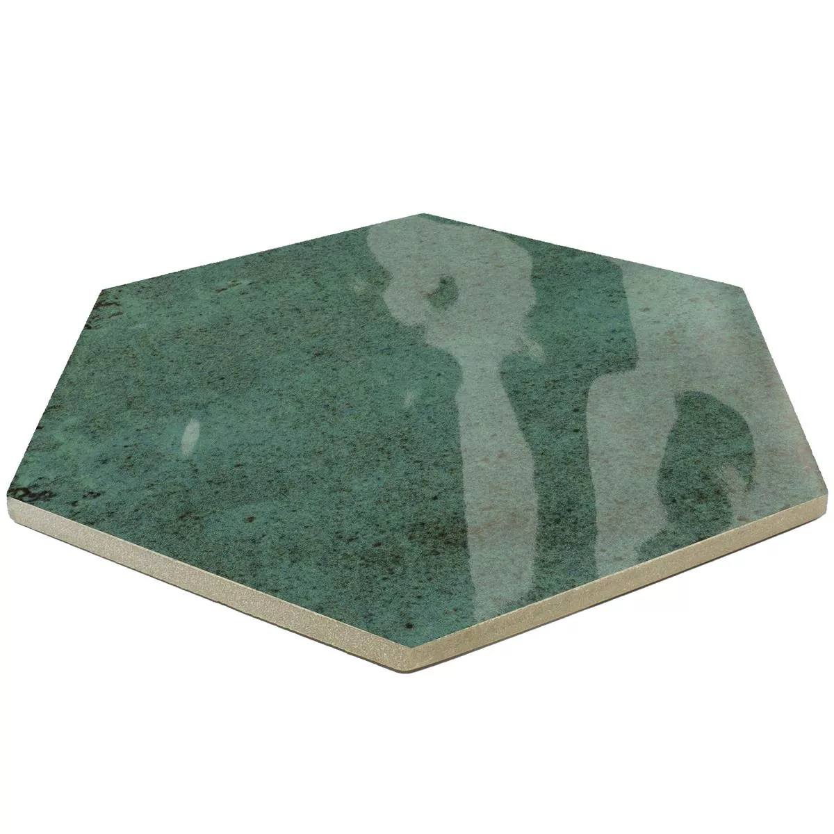 Sample Wall Tiles Arosa Glossy Waved Hexagon Emerald Green 17,3x15cm