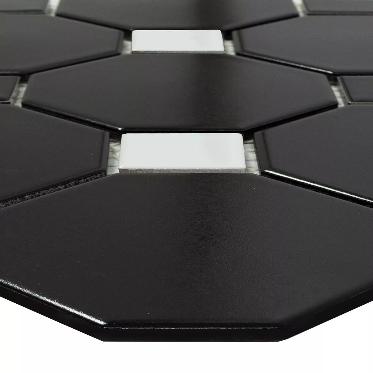 Ceramic Mosaic Tiles Octagon Fürstenberg Black Blanc