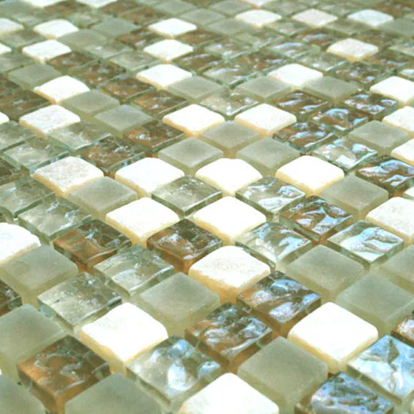 Mosaic Tiles Glass Marble 15x15x8mm Beige Mix Onyx